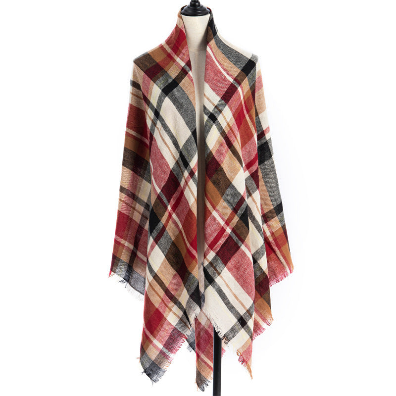 Women’s Cashmere-like Plaid Scarf Shawl – B3 140X140CM