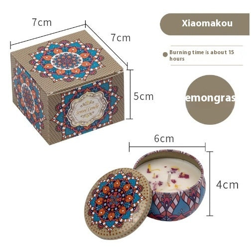 Dried Flower Fragrance Candle – Decorative Tin Gift Candle – 6 CmX4cm Color Box Packaging Lavender