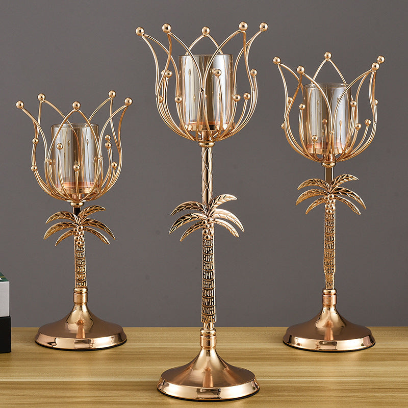 Wrought Iron Candle Holder – Luxury Gold & Silver Décor (3 Sizes) – Gold L candle holders
