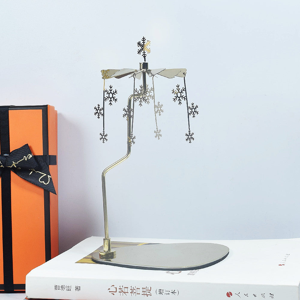 Rotating Candle Holder – Elegant Spinning Design – Golden Snowman