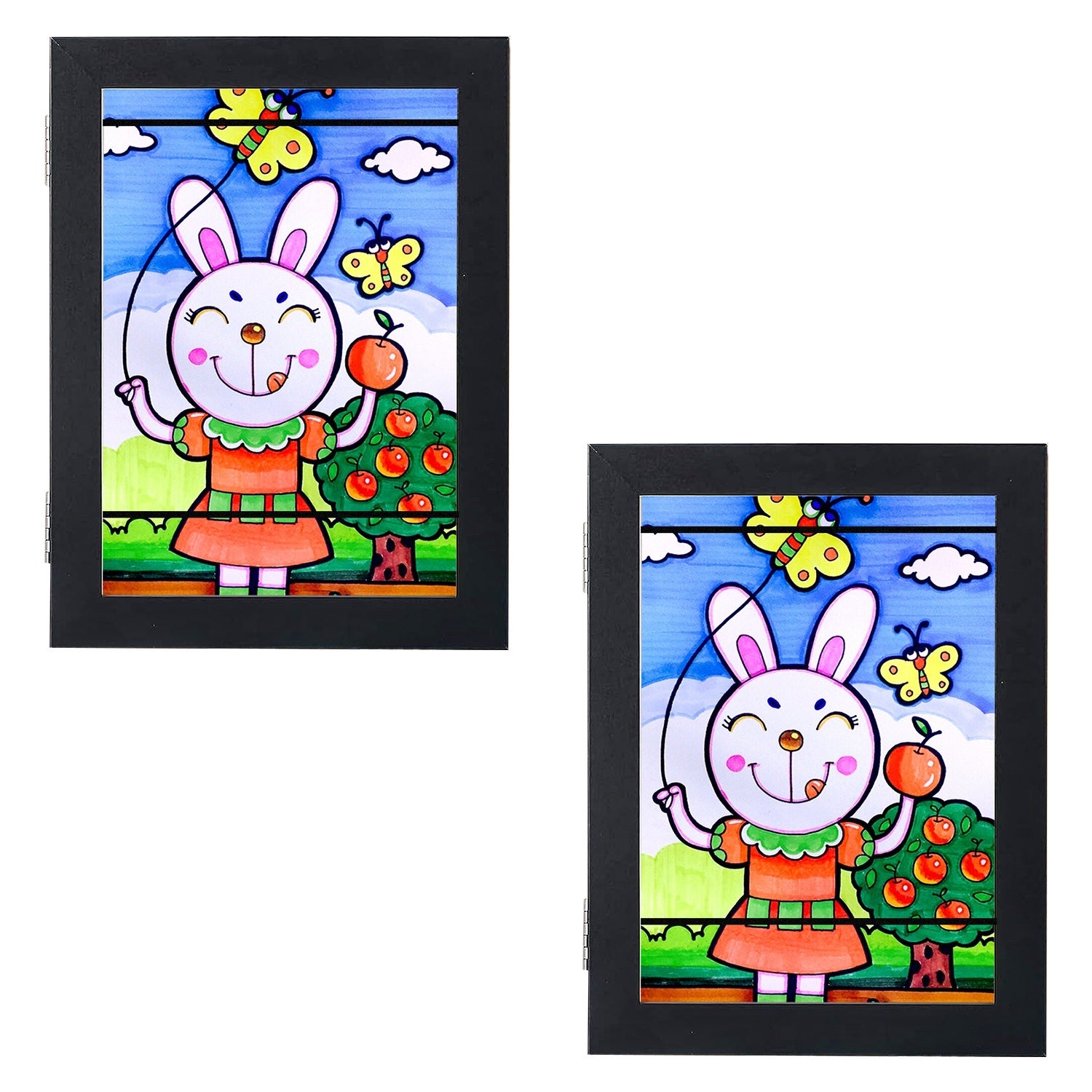 Kids Art Display Frames – 2-Pack Front-Opening Wall Frames with Nails (Black or White)