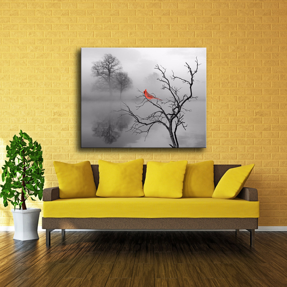 Red Cardinal Memorial Canvas Print – Grey 45X60