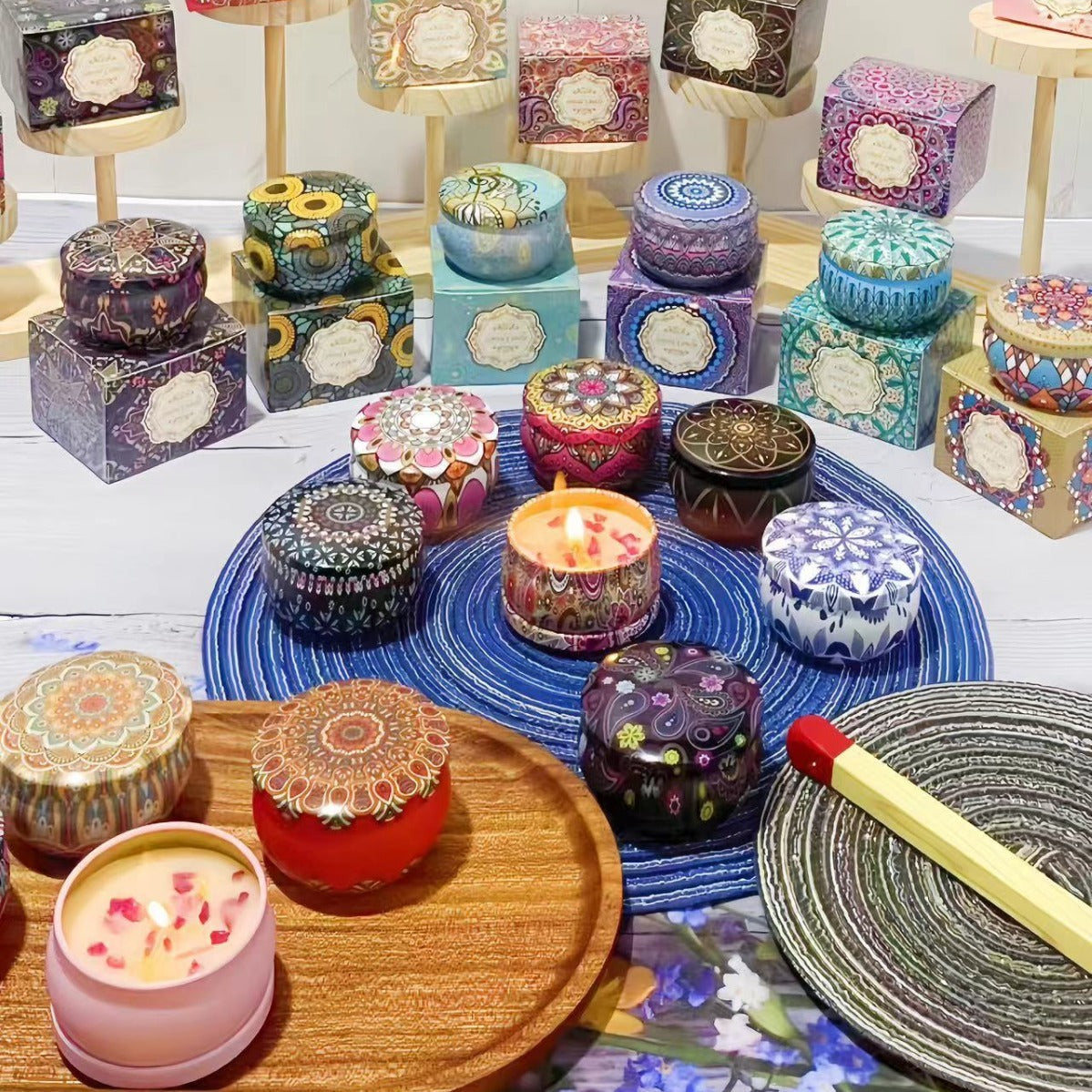 Dried Flower Fragrance Candle – Decorative Tin Gift Candle – 6 CmX4cm Color Box Packaging Black Cherry candles