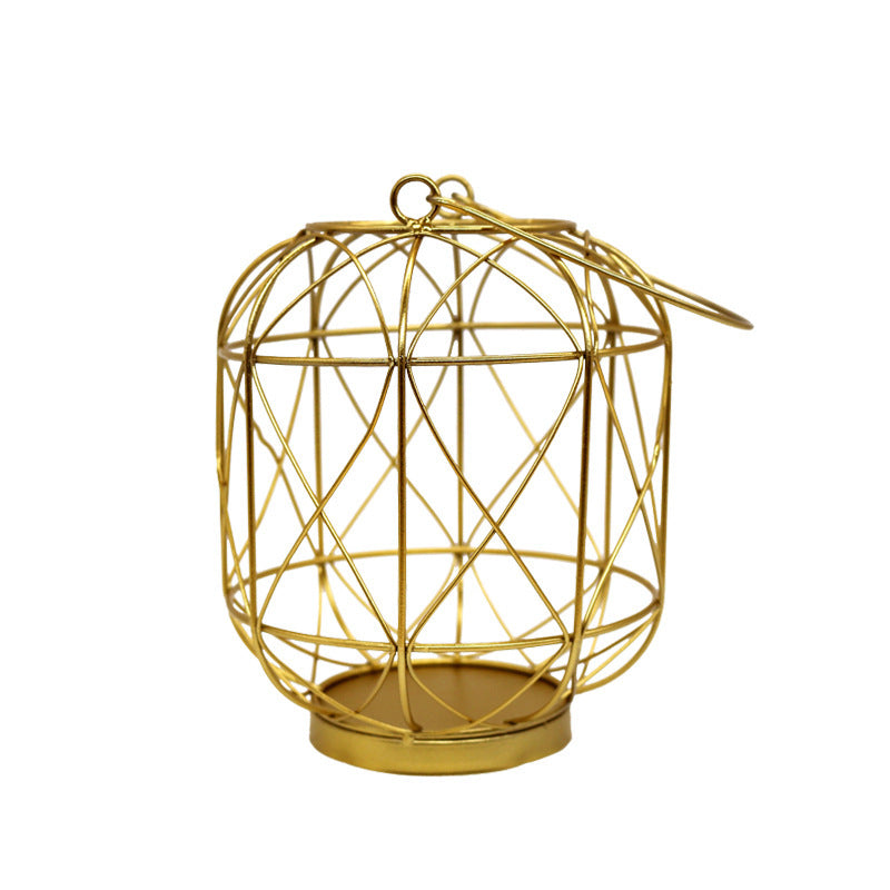 Modern Iron Geometric Candle Holder – Black or Gold