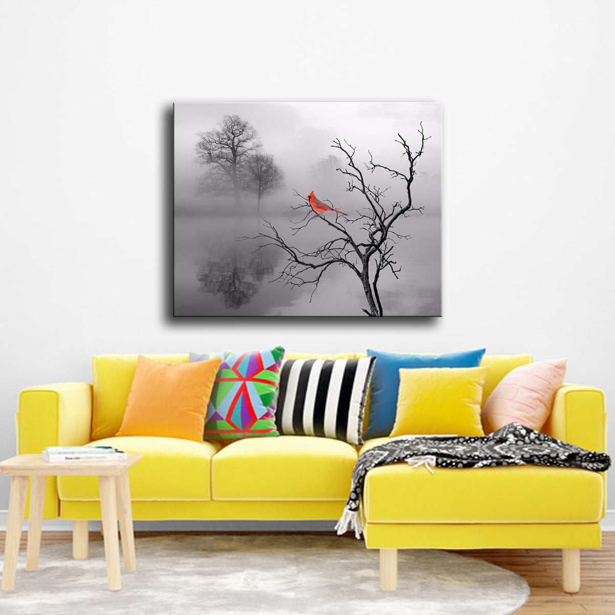 Red Cardinal Memorial Canvas Print – Grey 40X50
