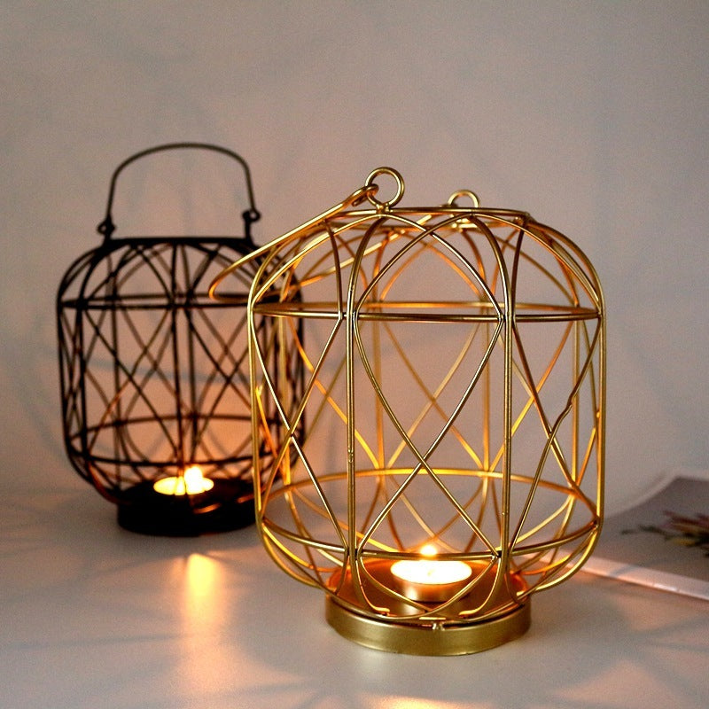 Modern Iron Geometric Candle Holder – Black or Gold – Black candle holders