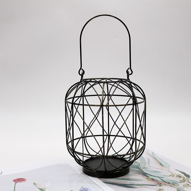 Modern Iron Geometric Candle Holder – Black or Gold – Gold