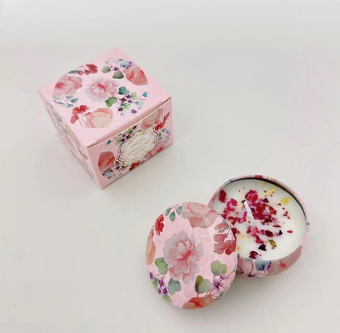 Dried Flower Fragrance Candle – Decorative Tin Gift Candle – 6 CmX4cm Color Box Packaging Superior