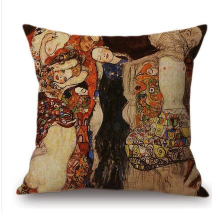 Decorative pillow with artistic design on a white background
