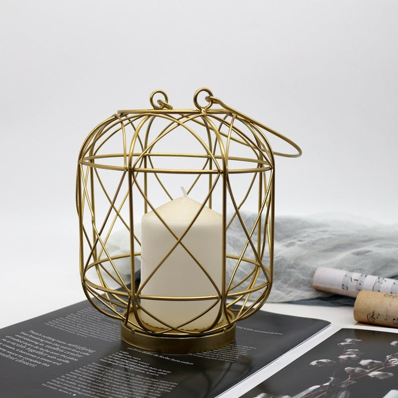 Modern Iron Geometric Candle Holder – Black or Gold