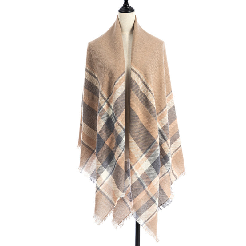 Women’s Cashmere-like Plaid Scarf Shawl – B8 140X140CM