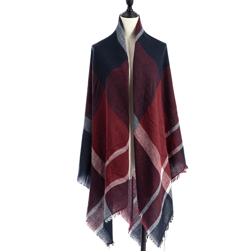 Women’s Cashmere-like Plaid Scarf Shawl – B5 140X140CM