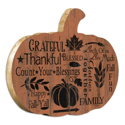 Grateful Pumpkin Wooden Wall Art – Rustic Fall Décor