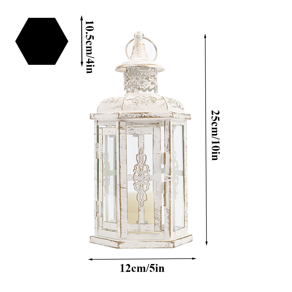 Vintage Iron Glass Candle Lantern – 3 Colors