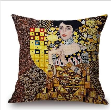 Decorative pillow with artistic design inspired by famous artwork