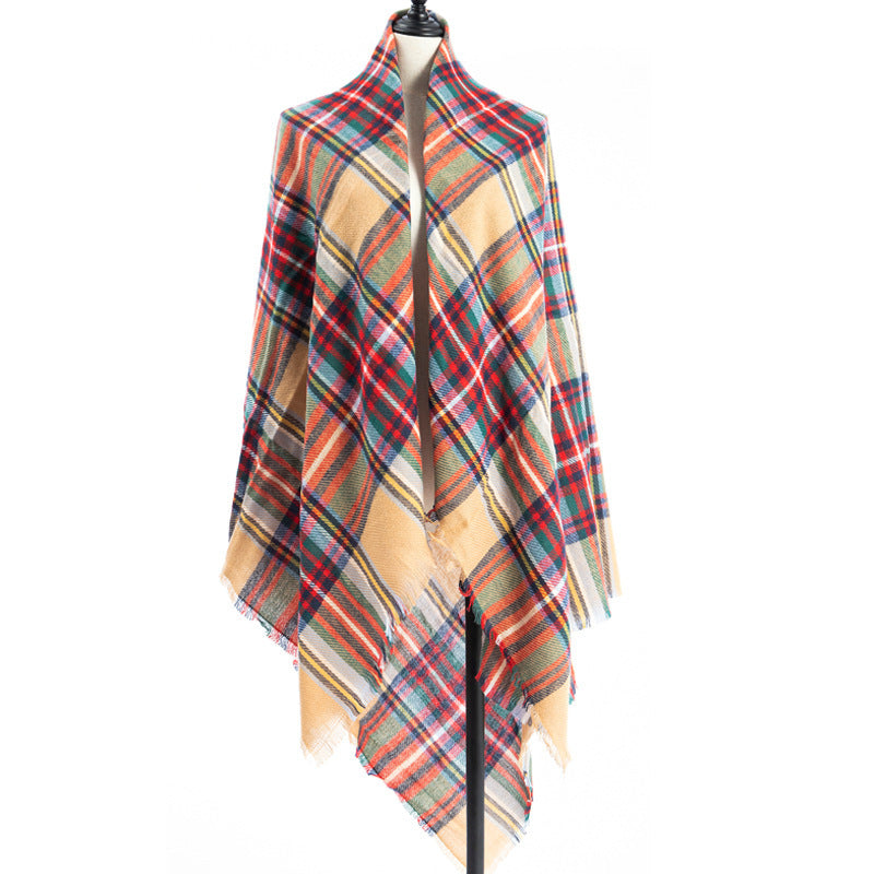 Women’s Cashmere-like Plaid Scarf Shawl – A7 140X140CM