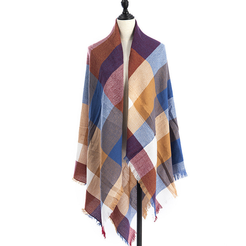 Women’s Cashmere-like Plaid Scarf Shawl – C8 140X140CM