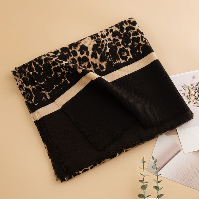 Leopard Print Cashmere-Feel Scarf – Wild Yet Elegant – Blue Leopard 190X60CM