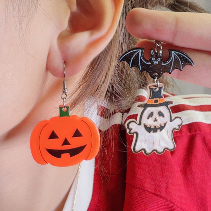 Halloween Acrylic Earrings – Spooky Fun Collection – Color Bat Ghost