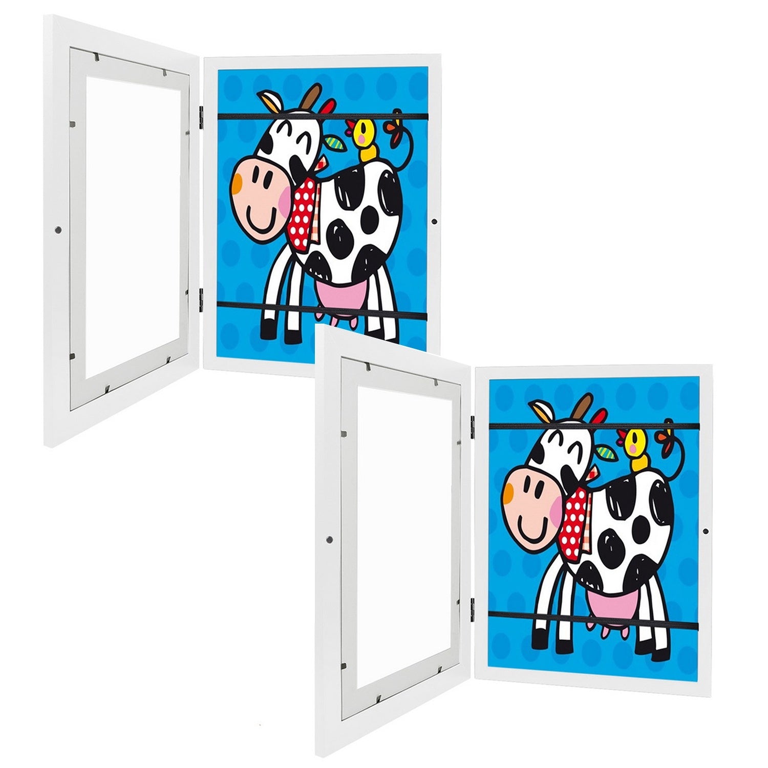Kids Art Display Frames – 2-Pack Front-Opening Wall Frames with Nails (Black or White)