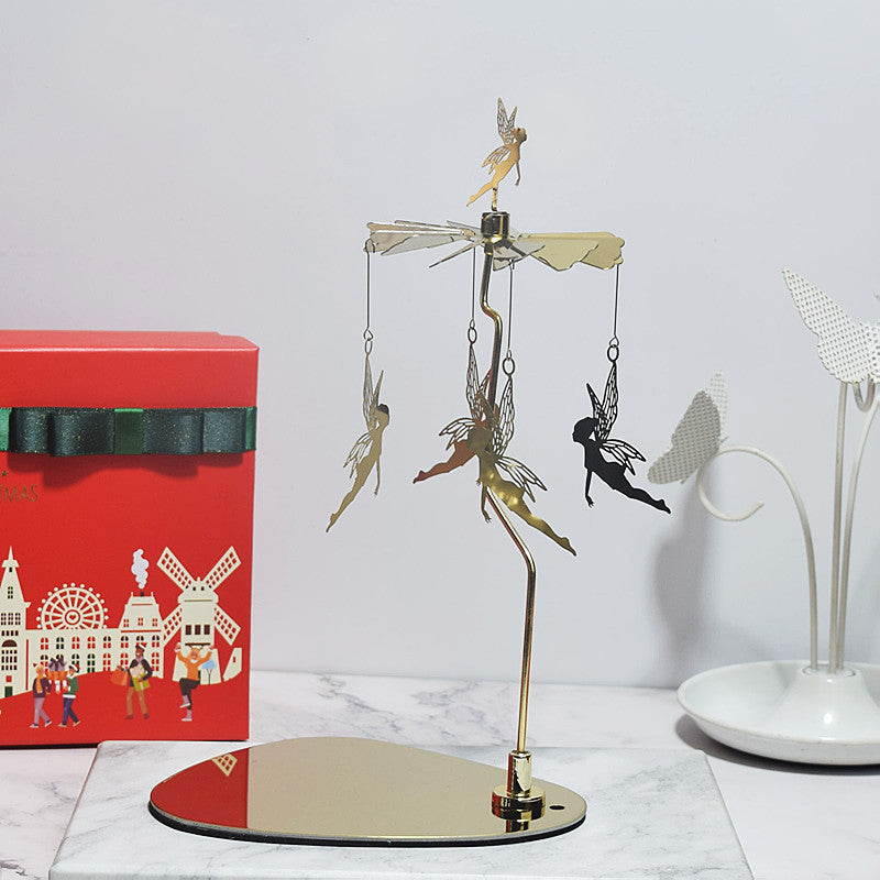 Rotating Candle Holder – Elegant Spinning Design – Golden Hot Air Balloon