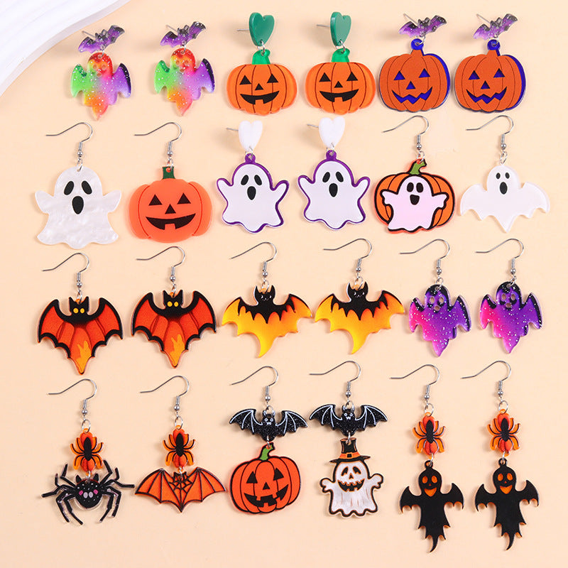 Halloween Acrylic Earrings – Spooky Fun Collection – Bat Pumpkin Ghost earrings
