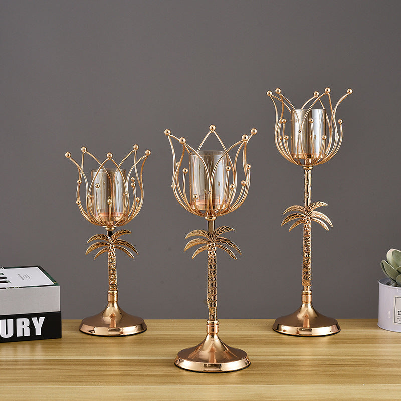 Wrought Iron Candle Holder – Luxury Gold & Silver Décor (3 Sizes) – Silver M