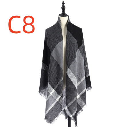 Women’s Cashmere-like Plaid Scarf Shawl – D3 140X140CM