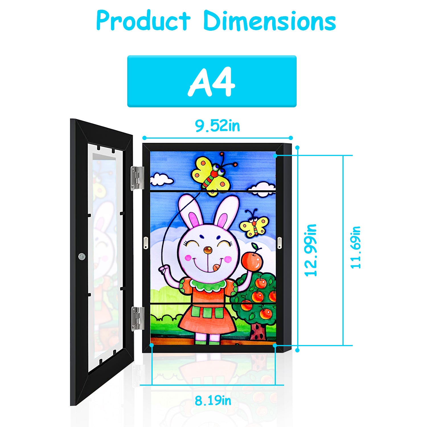 Kids Art Display Frames – 2-Pack Front-Opening Wall Frames with Nails (Black or White)