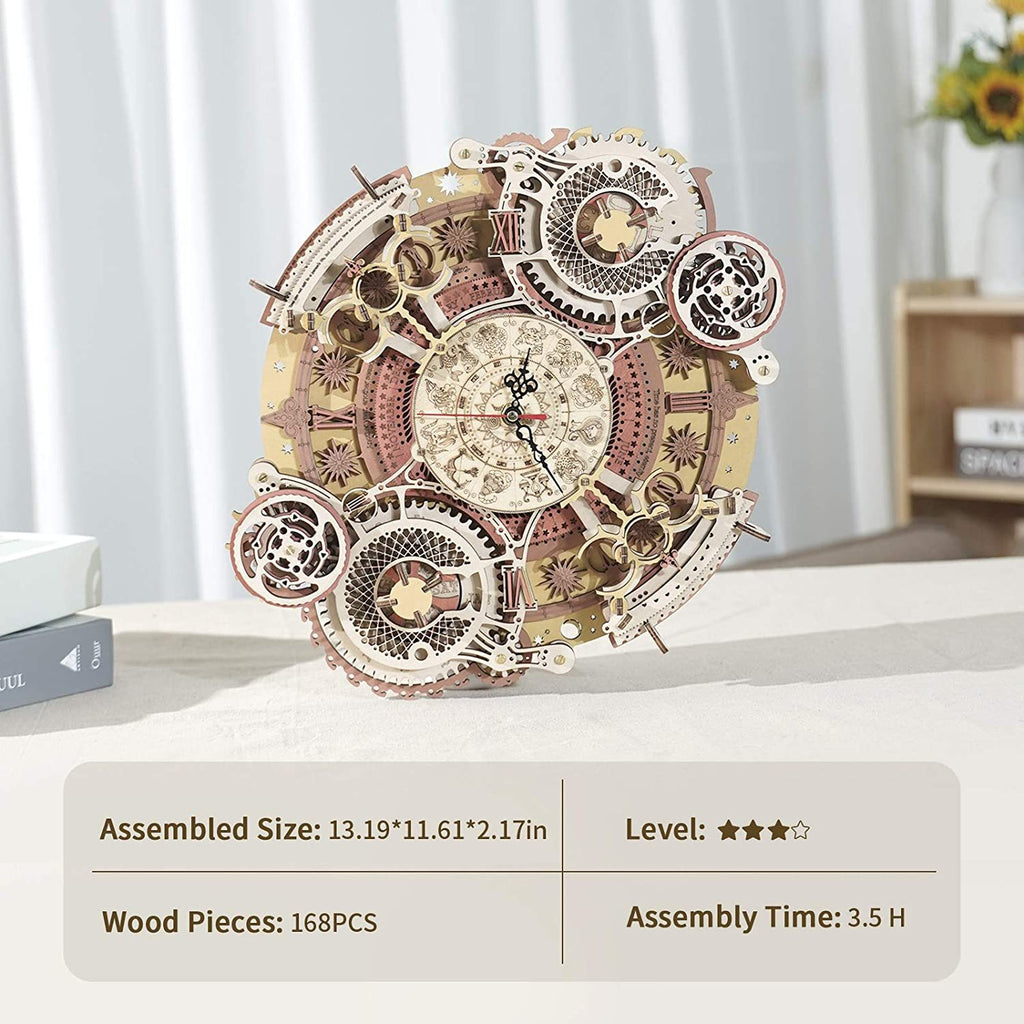 ROKR Zodiac Wooden Clock 3D Puzzle Kit – Functional Wall Art