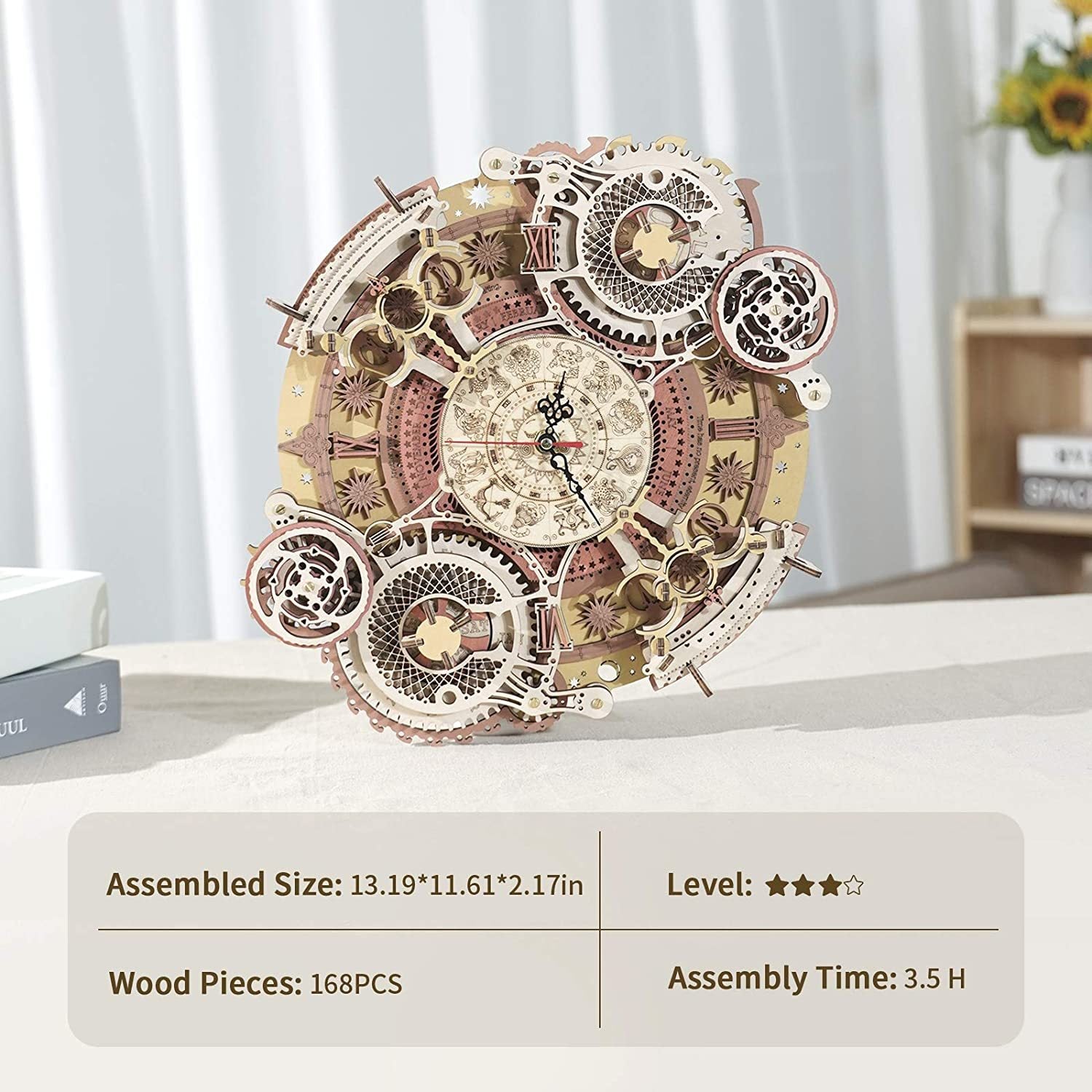 ROKR Zodiac Wooden Clock 3D Puzzle Kit – Functional Wall Art