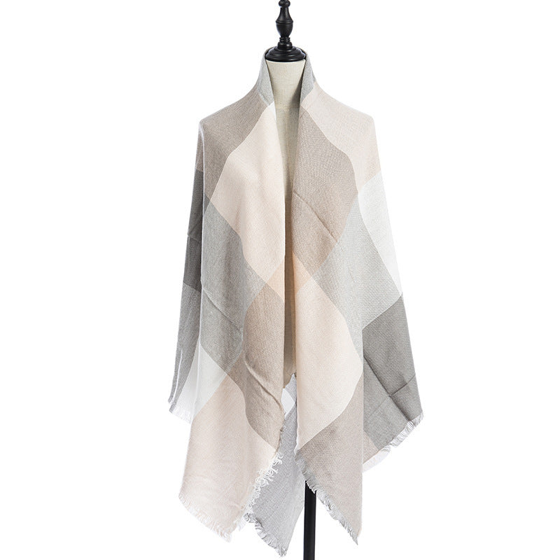 Women’s Cashmere-like Plaid Scarf Shawl – D5 140X140CM