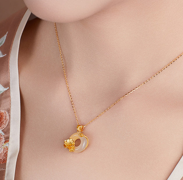 White Chalcedony & Sterling Silver "Love Blossom" Necklace