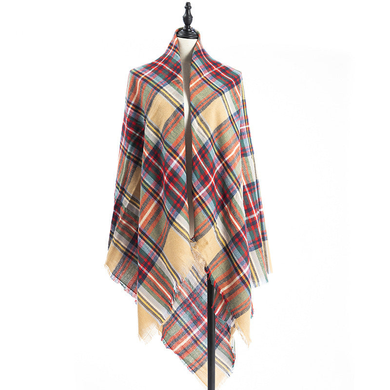 Women’s Cashmere-like Plaid Scarf Shawl – A4 140X140CM