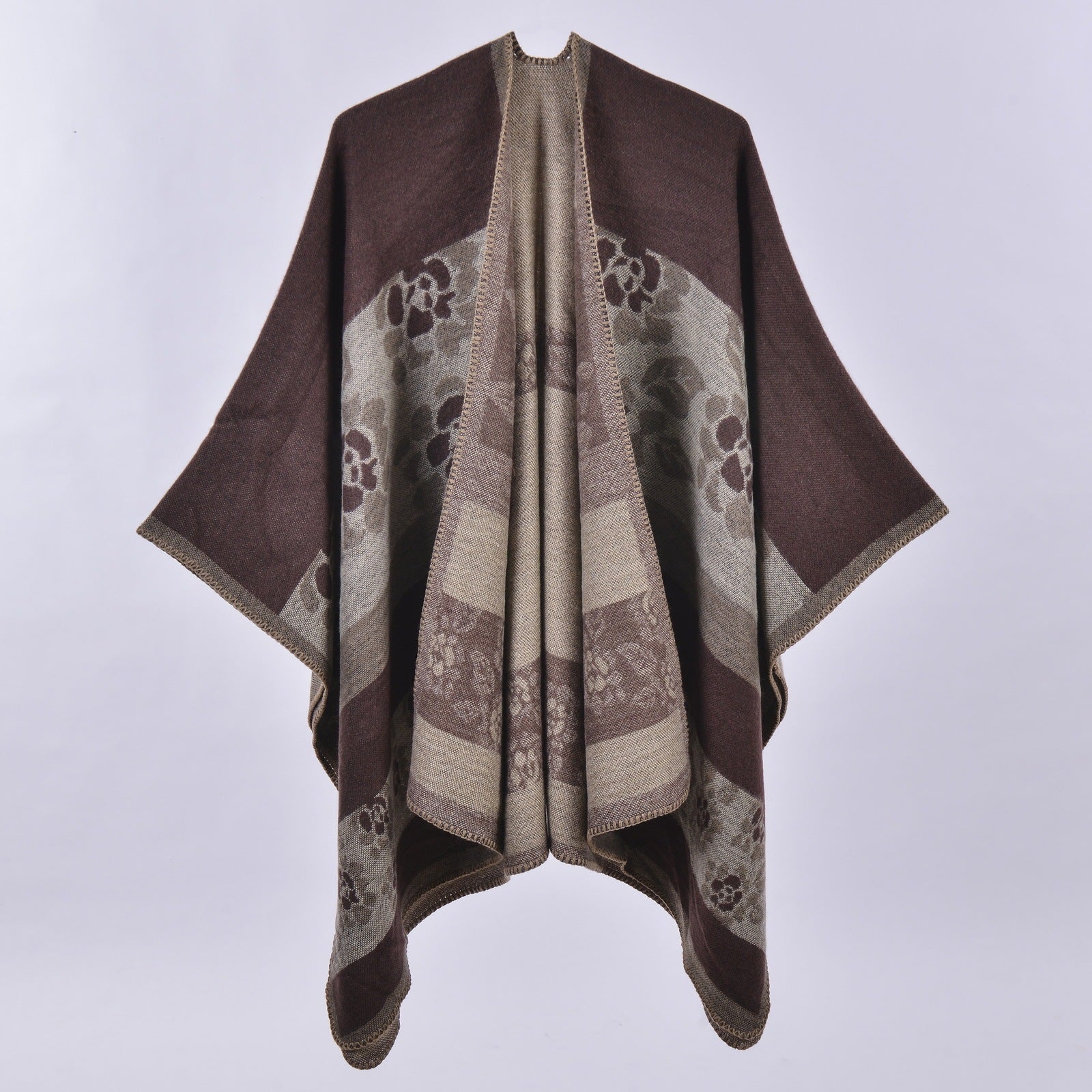 Autumn & Winter Versatile Lattice Travel Shawl – Khaki 130x150CM