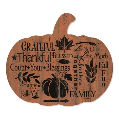 Grateful Pumpkin Wooden Wall Art – Rustic Fall Décor