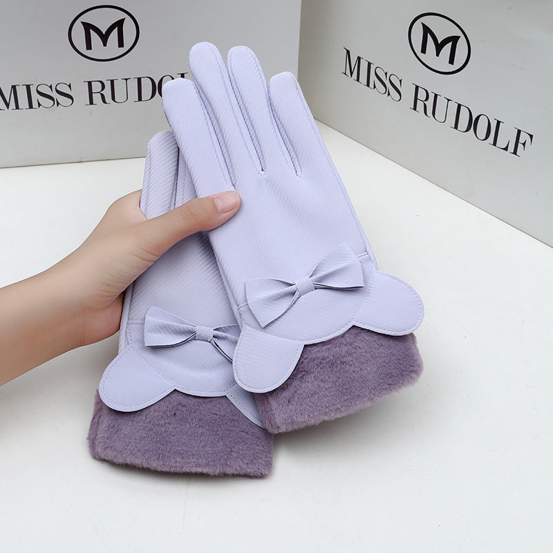 Cute Rabbit Ears Winter Gloves – Fleece Lined Touchscreen