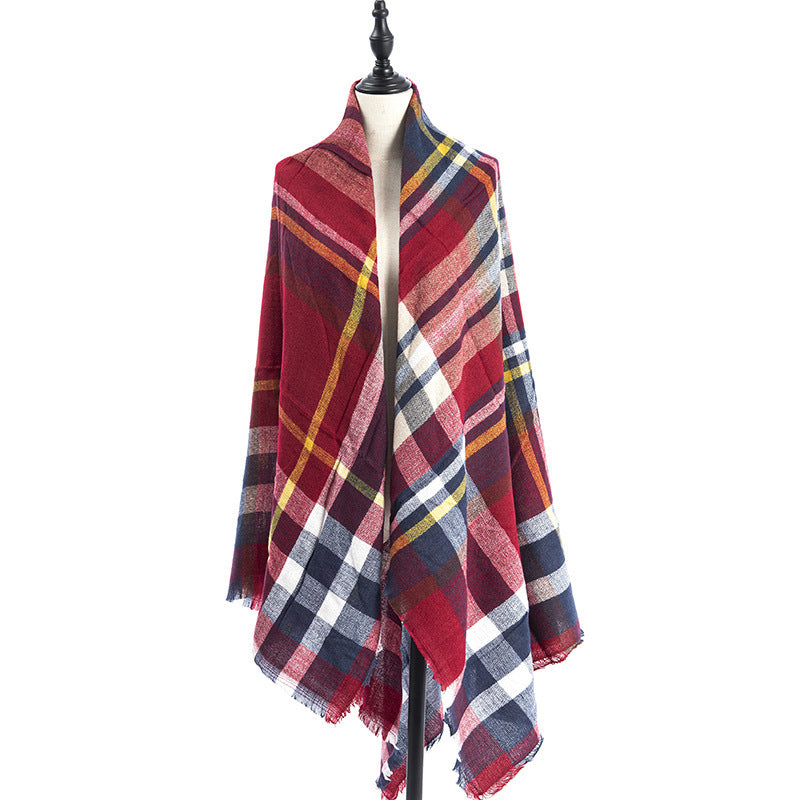 Women’s Cashmere-like Plaid Scarf Shawl – D6 140X140CM