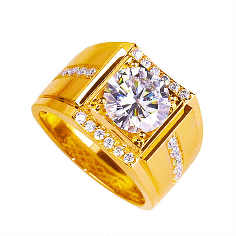 High Carbon Diamond Zircon Men's Imitation Moissanite Ring