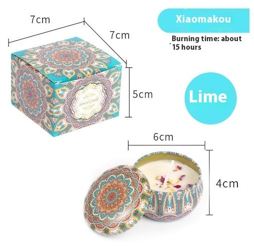 Dried Flower Fragrance Candle – Decorative Tin Gift Candle – 6 CmX4cm Color Box Packaging Rose Fragrance
