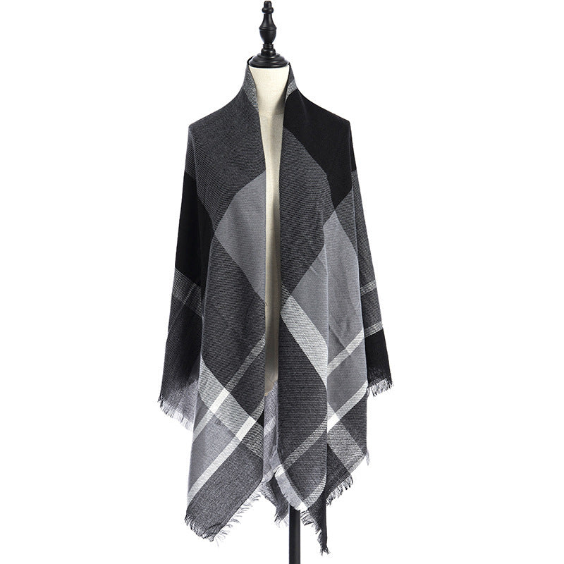 Women’s Cashmere-like Plaid Scarf Shawl – C9 140X140CM