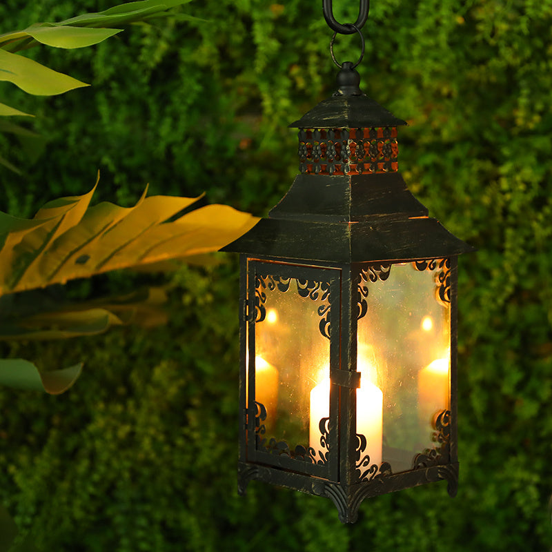 Vintage Iron Glass Candle Lantern – 3 Colors