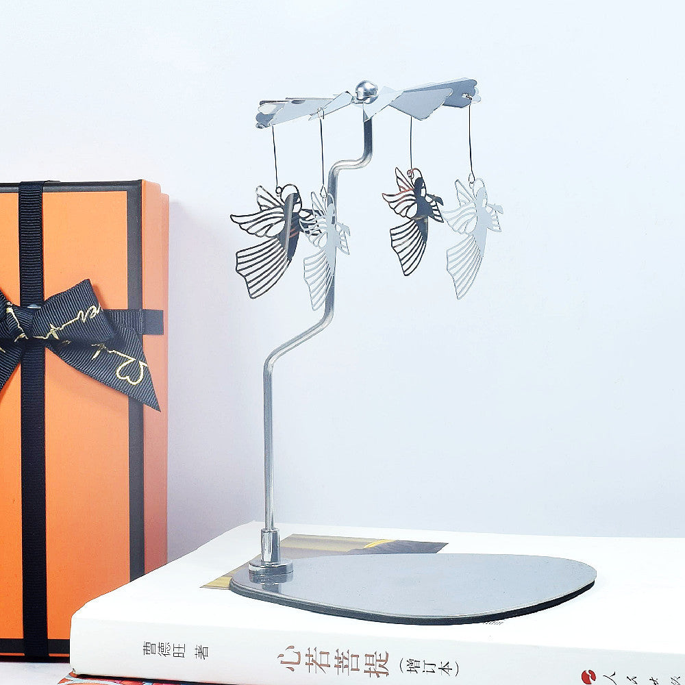 Rotating Candle Holder – Elegant Spinning Design – Silver Branch Bird