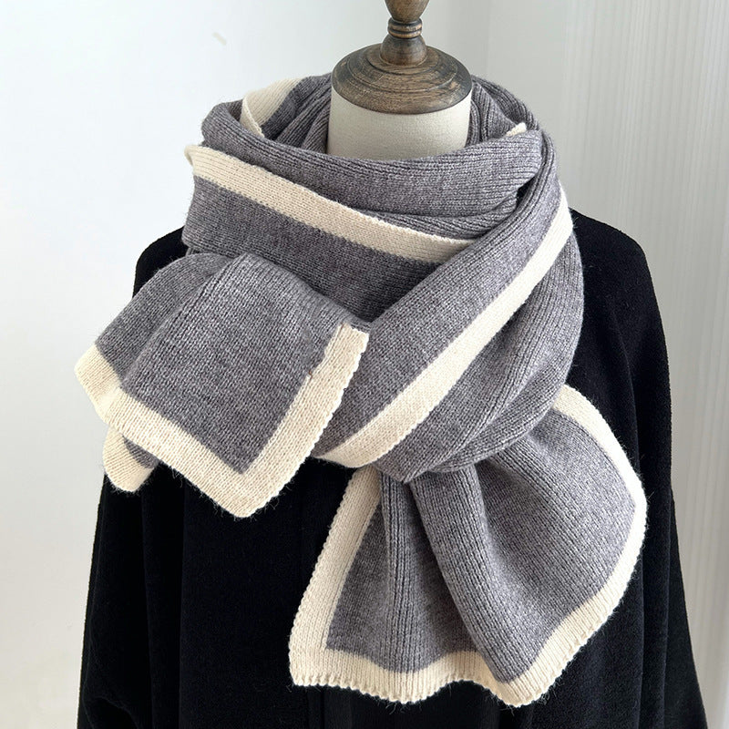 Color Matching Knitted Wool Scarf