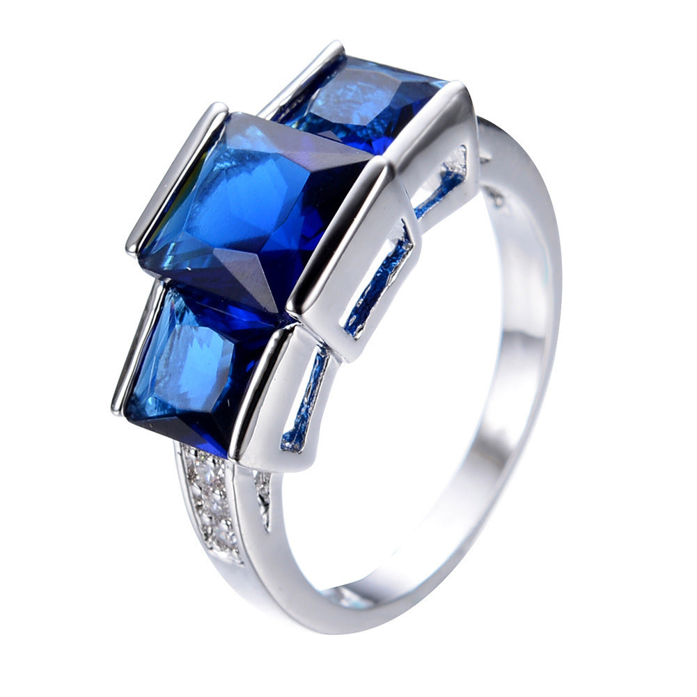Multicolor Gemstone Statement Ring – Bold Square-Cut Design – Champagne No 10