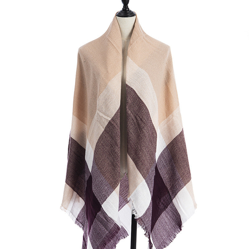 Women’s Cashmere-like Plaid Scarf Shawl – D4 140X140CM