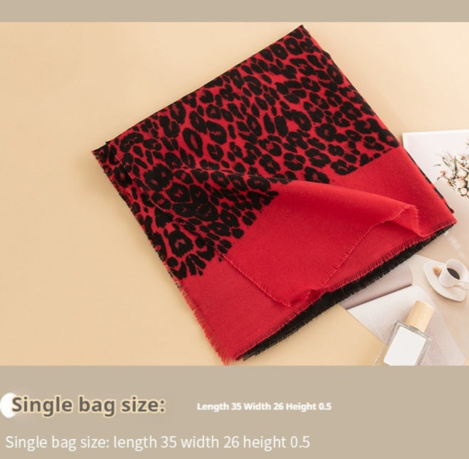 Leopard Print Cashmere-Feel Scarf – Wild Yet Elegant – Zebra Pattern Black 190X60CM