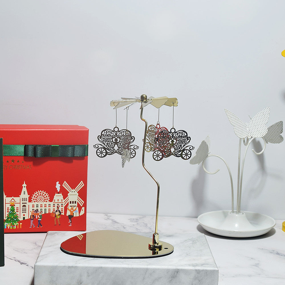Rotating Candle Holder – Elegant Spinning Design – Golden Christmas Tree
