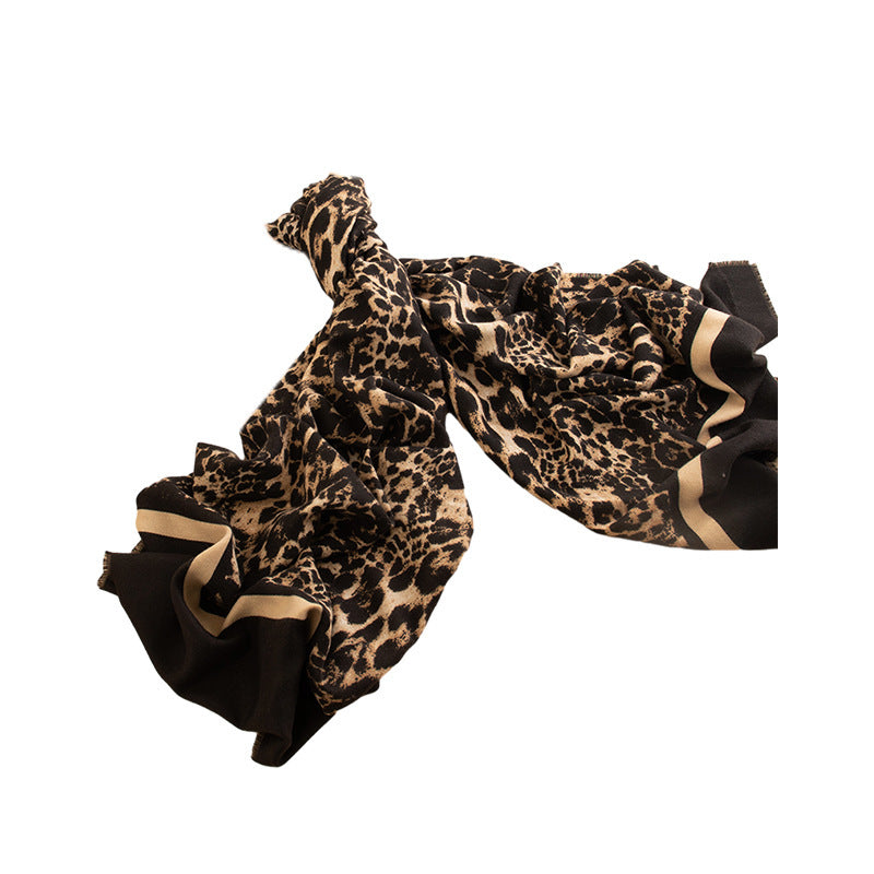 Leopard Print Cashmere-Feel Scarf – Wild Yet Elegant – Black Panther 190X60CM