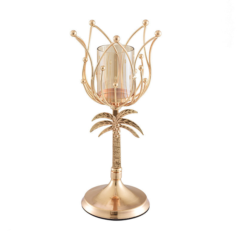 Wrought Iron Candle Holder – Luxury Gold & Silver Décor (3 Sizes) – Gold M